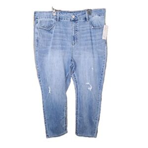 Potady Womens Plus Size 22S Ripped Skinny Jeans Indigo Blue Distressed Denim NWT